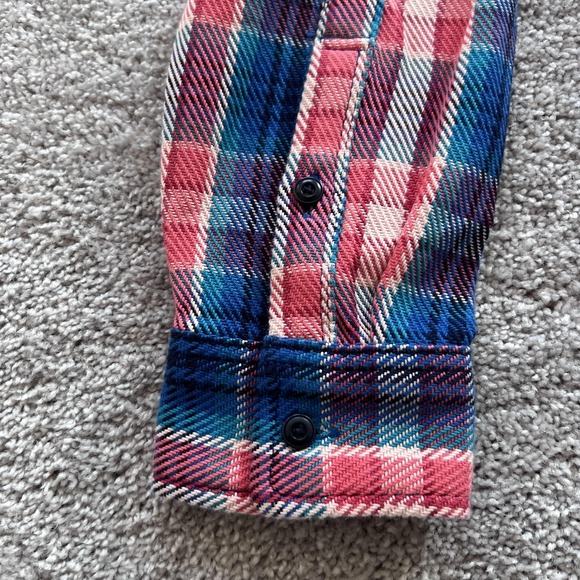 Outerknown Blanket Shirt Plaid Flannel Shacket Button Up Mens Medium - Picture 5 of 14